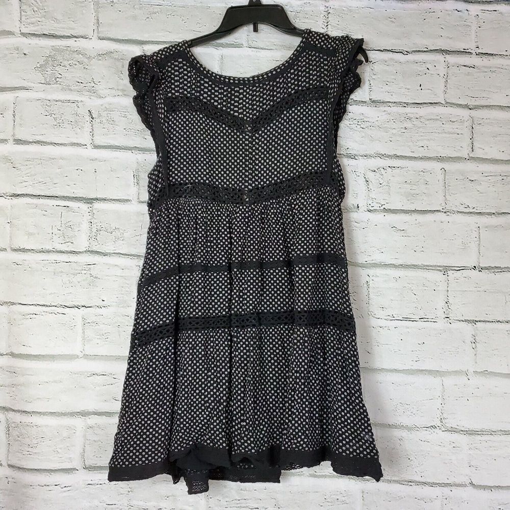 Free People Retro A Line Dress Black And White Womens Small Rayon